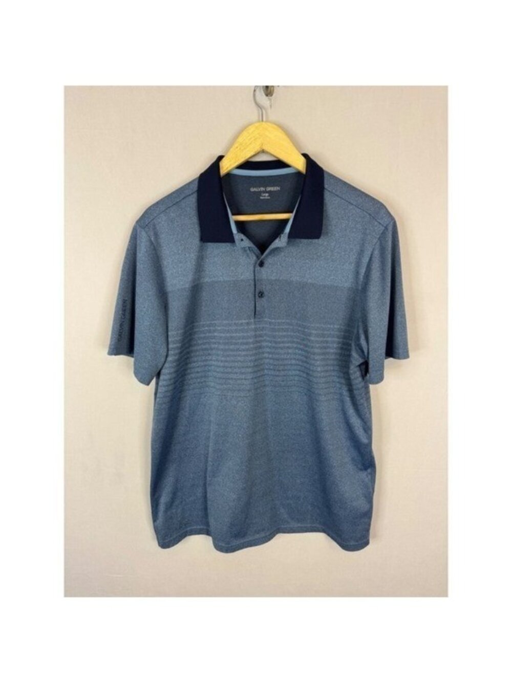 Galvin Green Mens Blue Marl Ventilated Golf Polo Shirt Size Large RN 138657